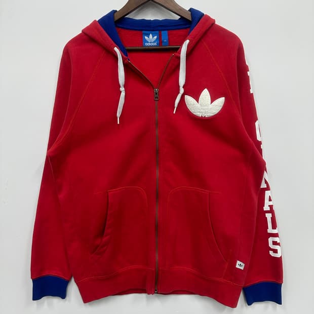 아디다스 레드 오리지널 후드집업 
