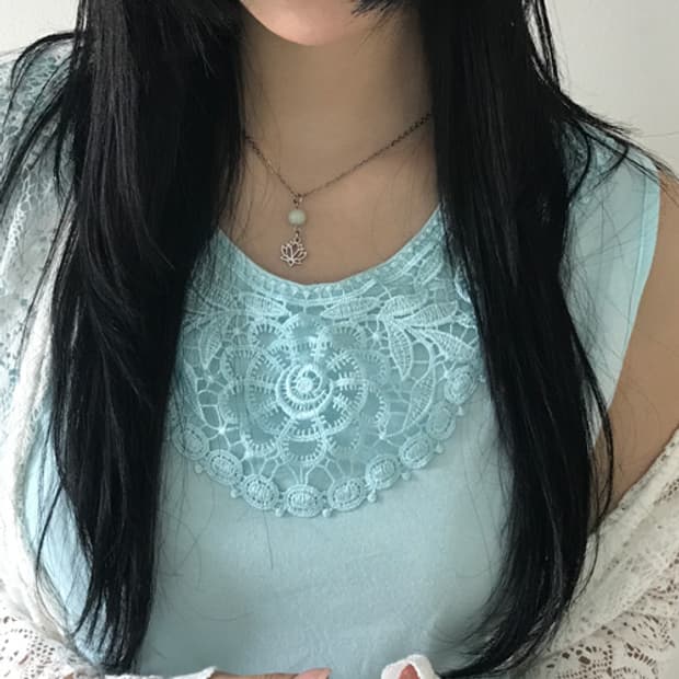 Lace Embroidery Sleeveless Top(Mint)