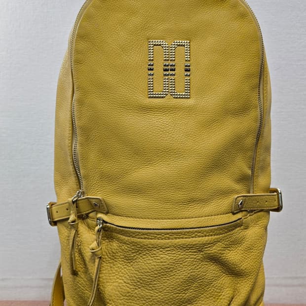 닥스 정품 백팩 옐로우 천연소가죽