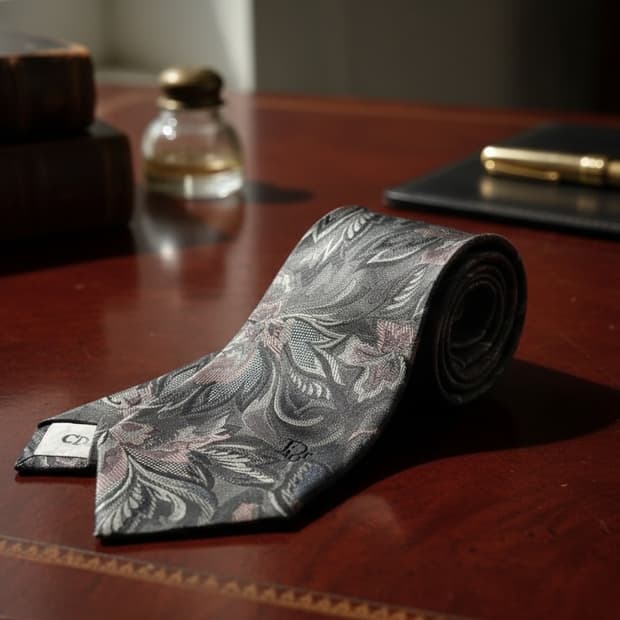 [Dior 자수로고] 크리스찬 디올 몬슈 실크 자가드 빈티지 넥타이