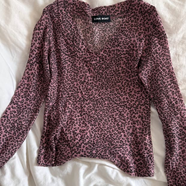 빈티지 핑크 호피 롱슬리브