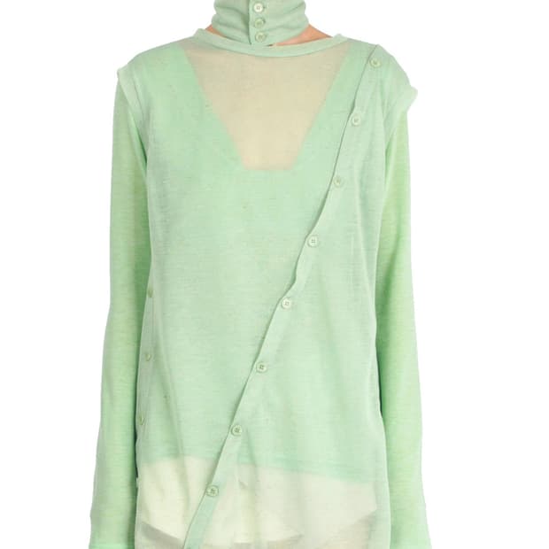 iina000 이이나 버튼 베스트+버튼 스카프 세트 라이트 그린