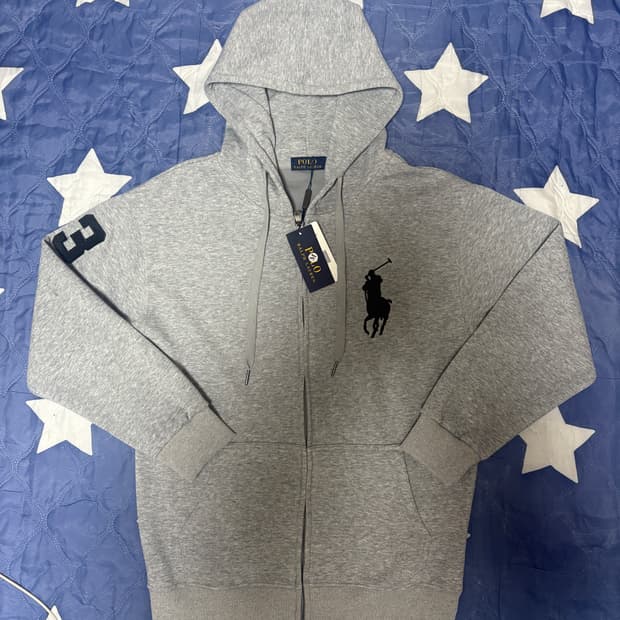 폴로 빅포니 후드집업 그레이