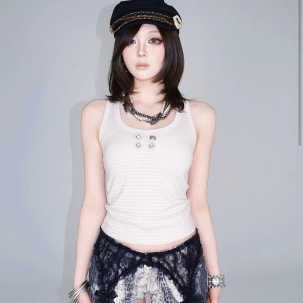 팝걸빈티지 popgirl Garu Eyelet Sleeveless/ WH