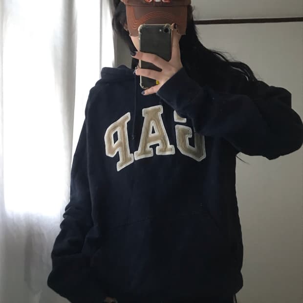 갭 네이비 오버핏 후드티
