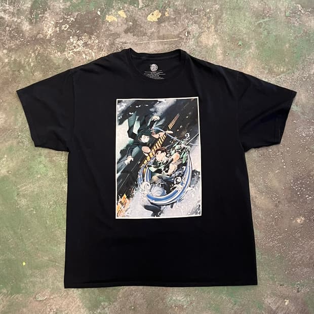 [2XL] 귀멸의칼날 무한열차 반팔 티셔츠 탄지로 그래픽