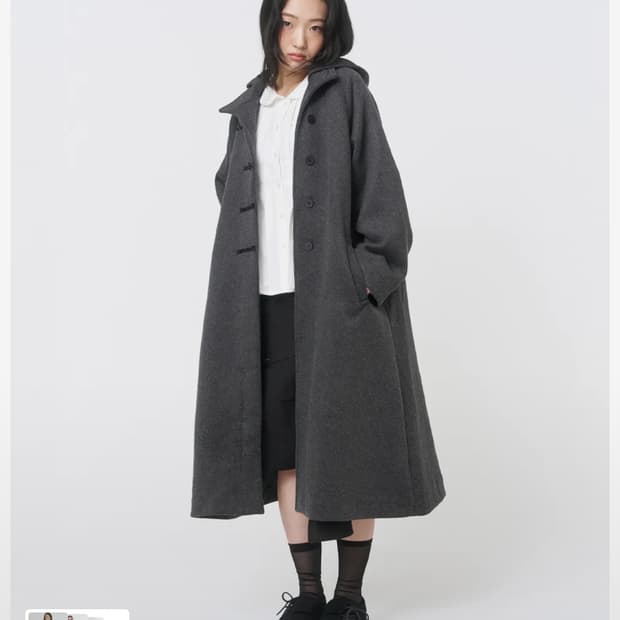 미세키서울 후드 롱 더플 코트