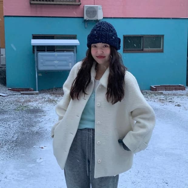 타낫 알파카 하프 코트 퍼 레글런 아이보리 누아 리즈 릴리코츠 코드유 