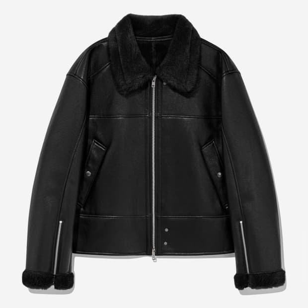 새상품/알렌느 3D 시어링 크롭 무스탕 블랙 1사이즈