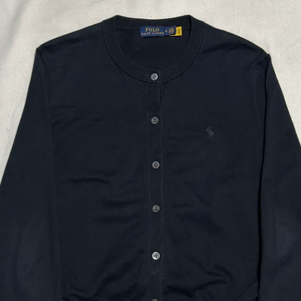 M 폴로랄프로렌 여성용 블랙 코튼 가디건