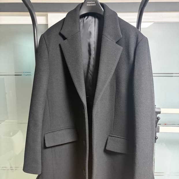 울 블렌드 빅 대디 싱글 맥시 코트 [블랙] XL 1회착용