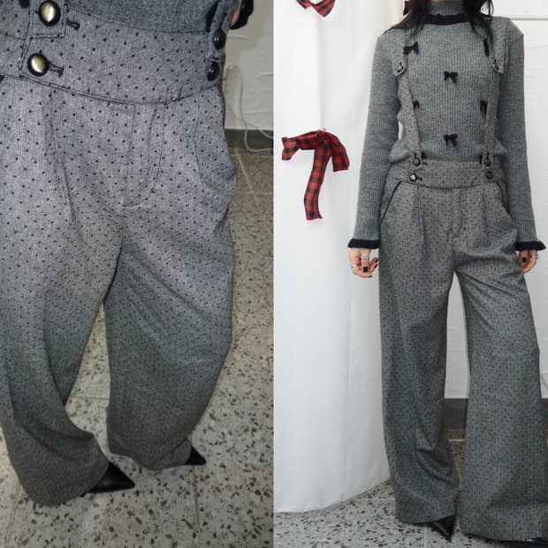 Charcoal suspender slacks