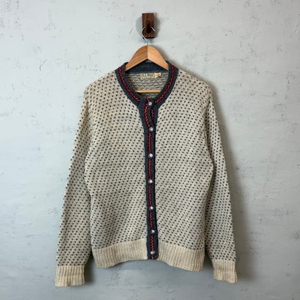 엘엘빈 L.L.Bean 80s 빈티지 노르딕 버드아이 가디건