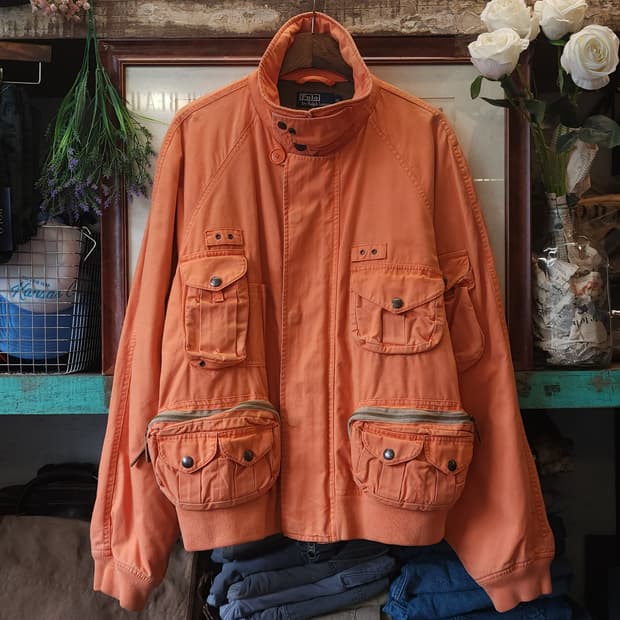 90s 폴로 필드자켓 멀티포켓 유틸리티 자켓 오렌지 xl