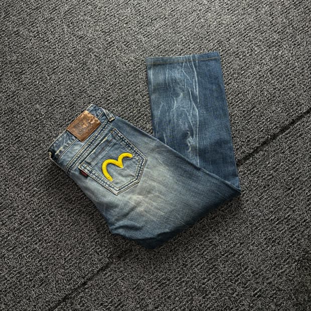 00s 에비수 빅로고 올드스쿨 와이드핏 데님 팬츠 4197