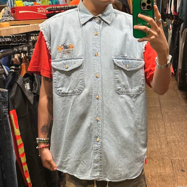 [HI] 빈티지 바이커베스트 데님