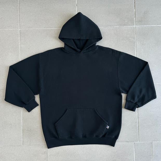 90s 빈티지 러셀 후드 블랙 L