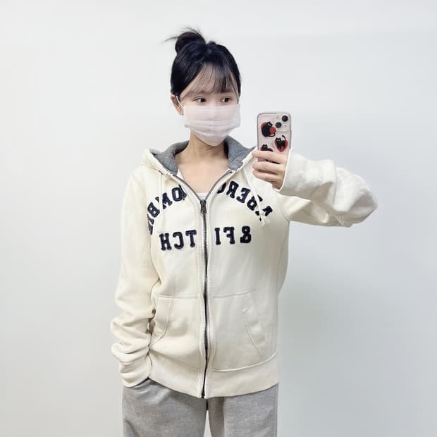 아베크롬비 아치 로고 후드집업 화이트