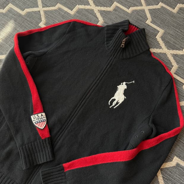 폴로 랄프로렌 빅포니 USA 투웨이 니트 집업