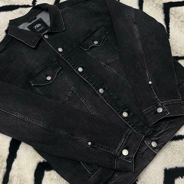 [XL]ZARA 투포켓 워싱 데님자켓/흑청