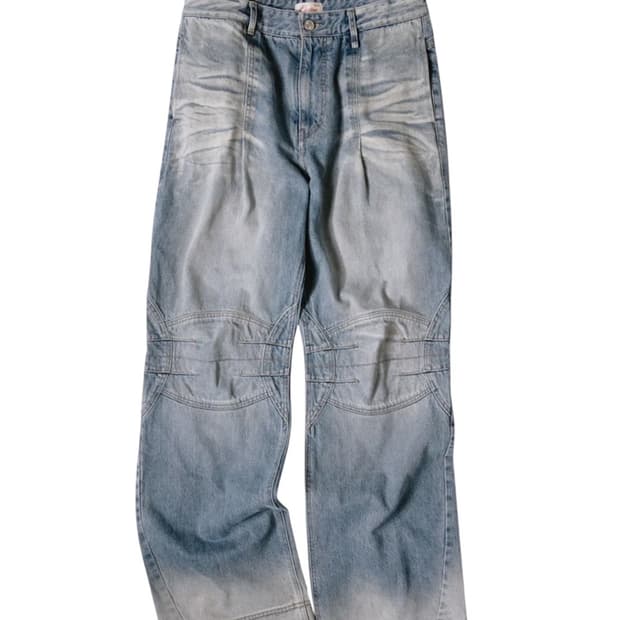 ETCE WASHED BIKER DENIM PANTS (L)