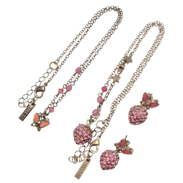04s 안나수이 딸기 파베 귀걸이&목걸이 세트