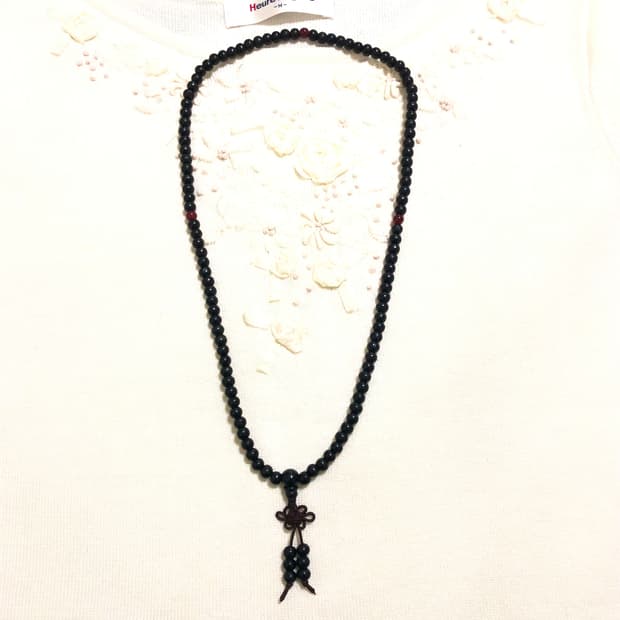 빈티지 목걸이 블랙 레드 염주 오리엔탈 긱시크 페어리 갸루 펑크
