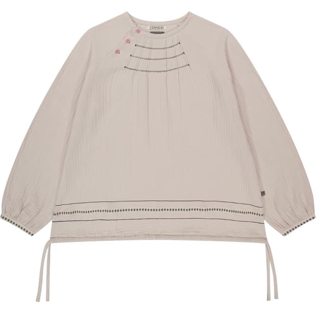 코이세이오 지그재그 핀턱 블라우스