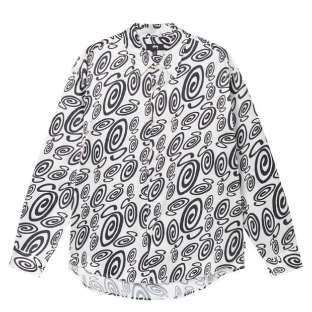 XL) 스투시 스윌리 S 실크 셔츠 긴팔