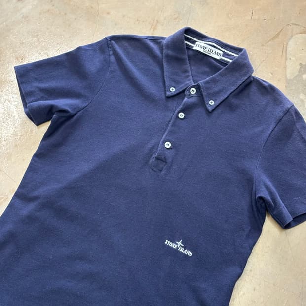 S 스톤아일랜드 네이비 카라 반팔티셔츠