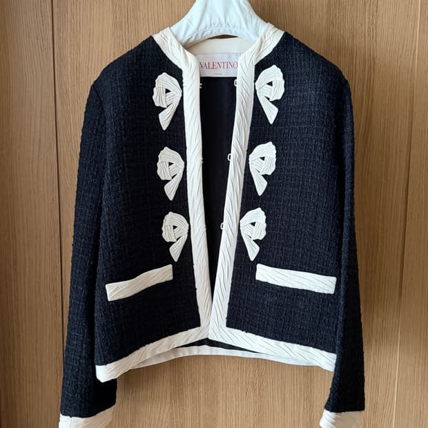 발렌티노 울 트위드 자켓 40