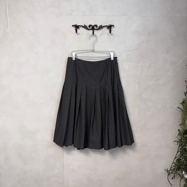 SYSTEM gray pleats midi skirt