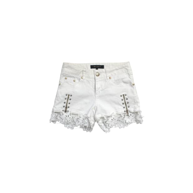 EGOIST floral lace zipper white shorts