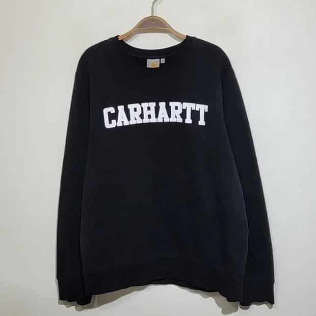 (L) 칼하트 맨투맨 블랙 기모 빅로고 스웨트 티셔츠 