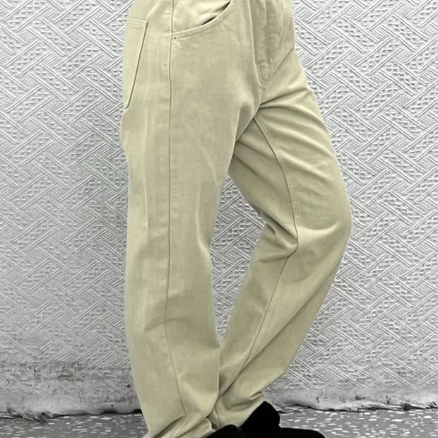 유니클로 빈티지 오트밀 베이지 코튼팬츠 면바지 27인치 C08715