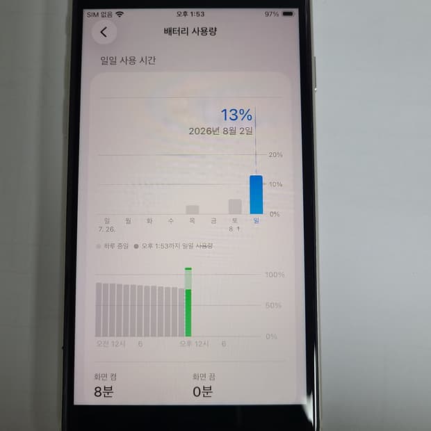 아이폰se3 화이트 128g 배터리100한국판