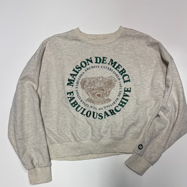 여성 패블러스아카이브 원형로고 크롭 맨투맨