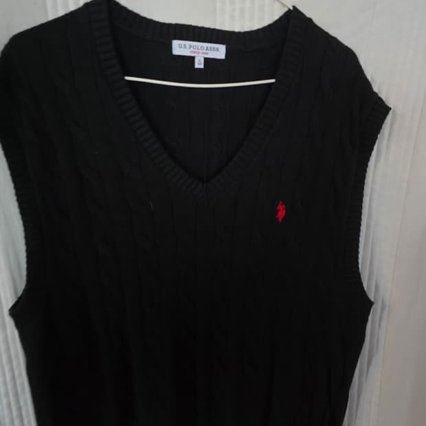 US 폴로 아슨 블랙 니트 조끼