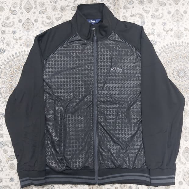 아식스 블랙 하운드투스 패턴 트랙 자켓 110