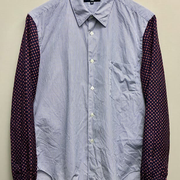 (M)09s 꼼데가르송 옴므 스트라이프 플라워 패치워크 셔츠