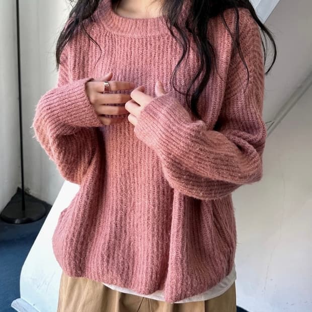 빈티지 더스티 핑크 니트