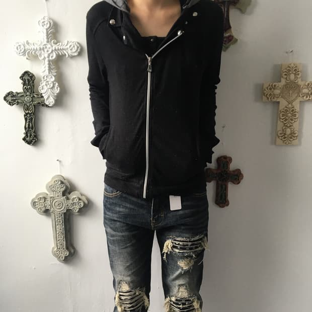 In the attic hood layered zip up