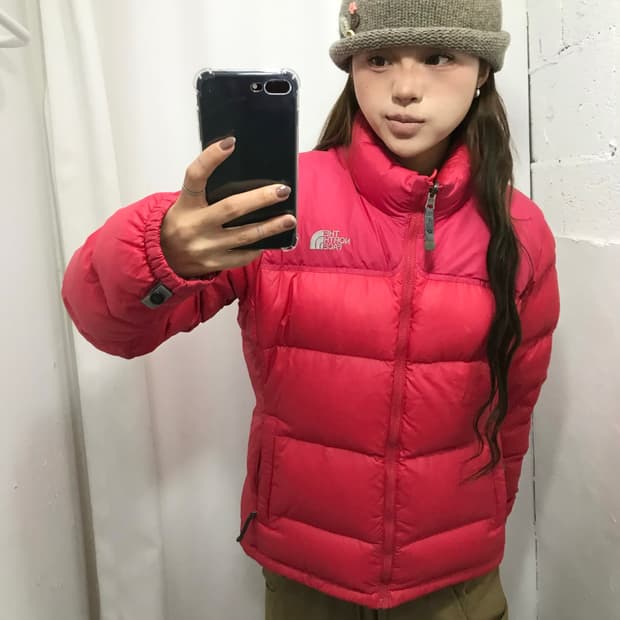 노스페이스 700 눕시 레드 패딩 (90)