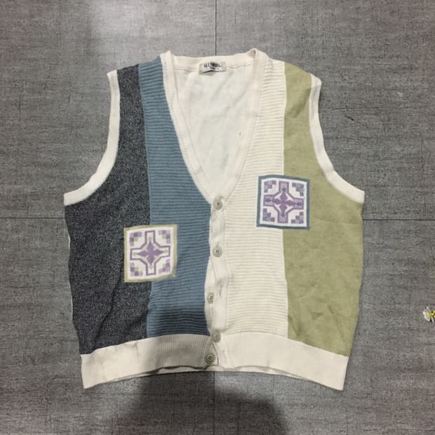 일본빈티지 Glemorg 올드스쿨아메카지 혁오풍너드남 니트베스트조끼