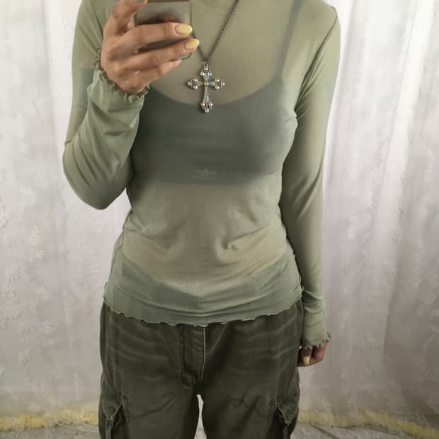JPN matcha sheer top