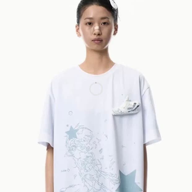 오호스 x NOITOW 반팔 티셔츠 화이트