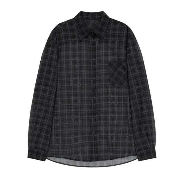 OJOS 오호스 오버 체크 셔츠 블랙