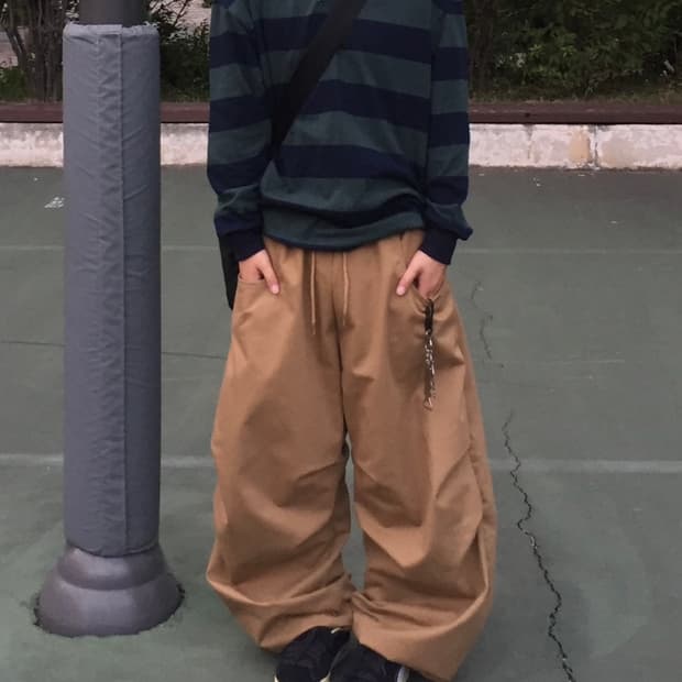 레터프 핀턱 벌룬 코튼 팬츠
