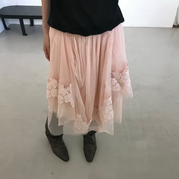 vintage pink lace skirt