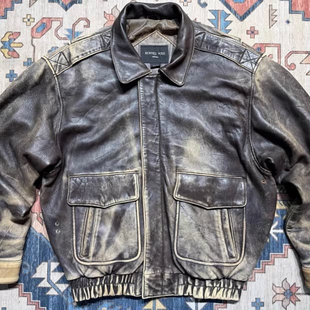 90s Vintage BONNEZ VOUS 리얼 램스킨 G-1 플라이트 